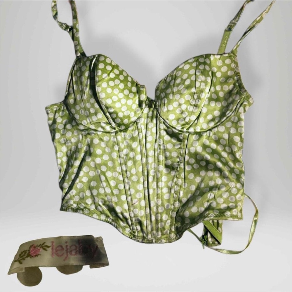 Green Polka Dot Bustier Top